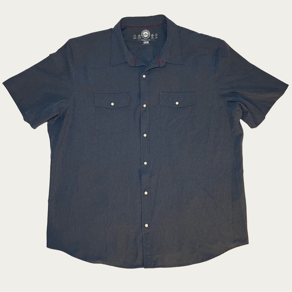 Flag & Anthem Men's Heather Blue Madeflex UPF Performance Button-Down Shirt XXL‎